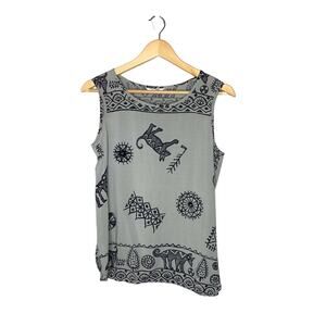 Pinore Womens Tank Top Size Medium Large Sleeveless BOHO Tank Top Blouse *